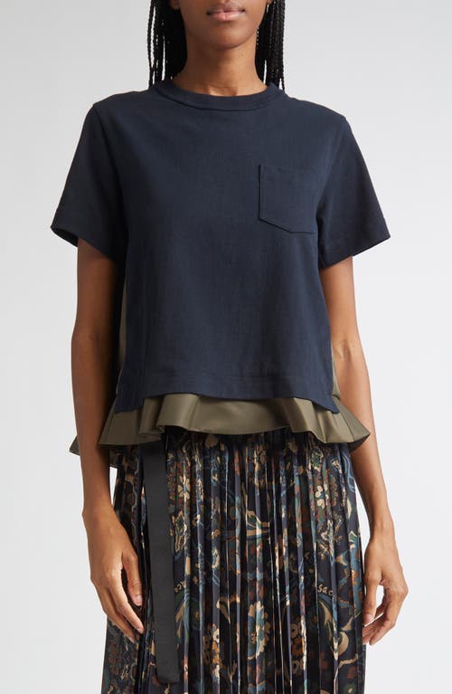Sacai Round Neck Short Sleeve T-shirt In Black