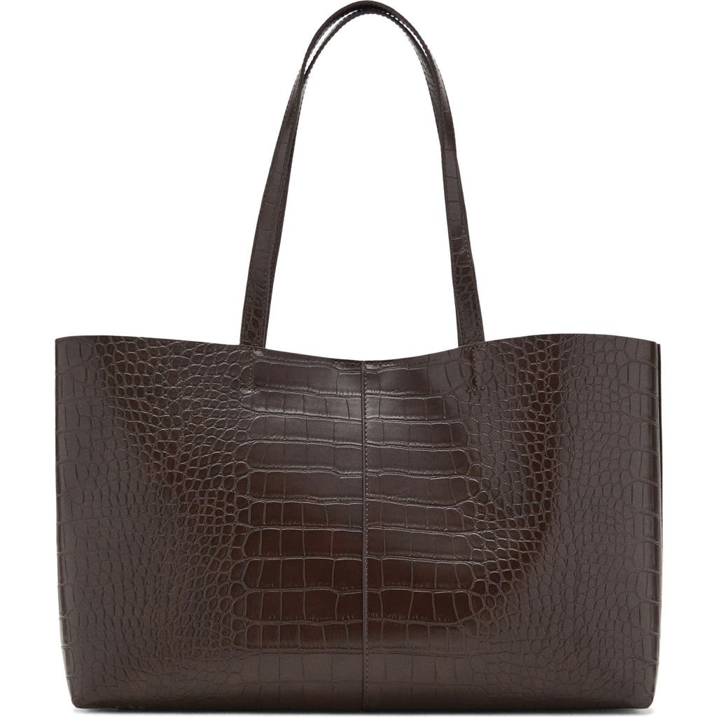 Mango Faux Leather Shopper Tote In Brown