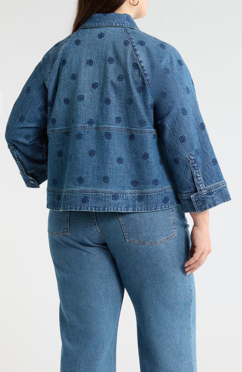 Wit & Wisdom Floral Embroidery Crop Denim Jacket, Alternate, color, Blue