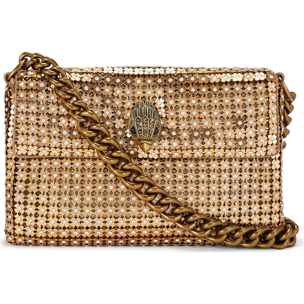 Kurt Geiger London Small Crystal Flower Party Shoulder Bag In Gold