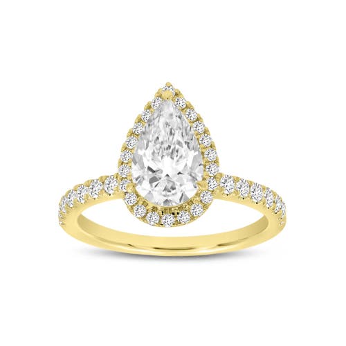 Luvmyjewelry Noor 14k Yellow Gold Pear Lab Grown Diamond Halo Engagement Ring In 14k Yellow Gold