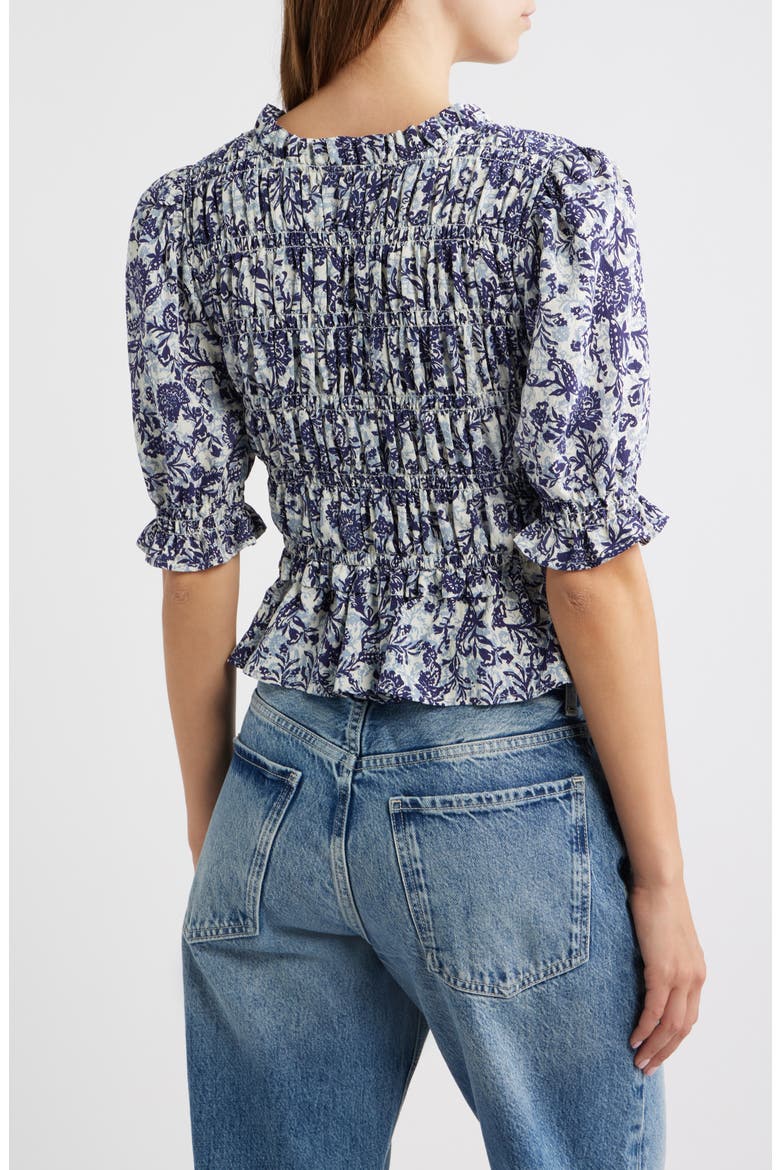 Fontaine Floral Smocked Top, Alternate, color, INDIGO MARIGOLD