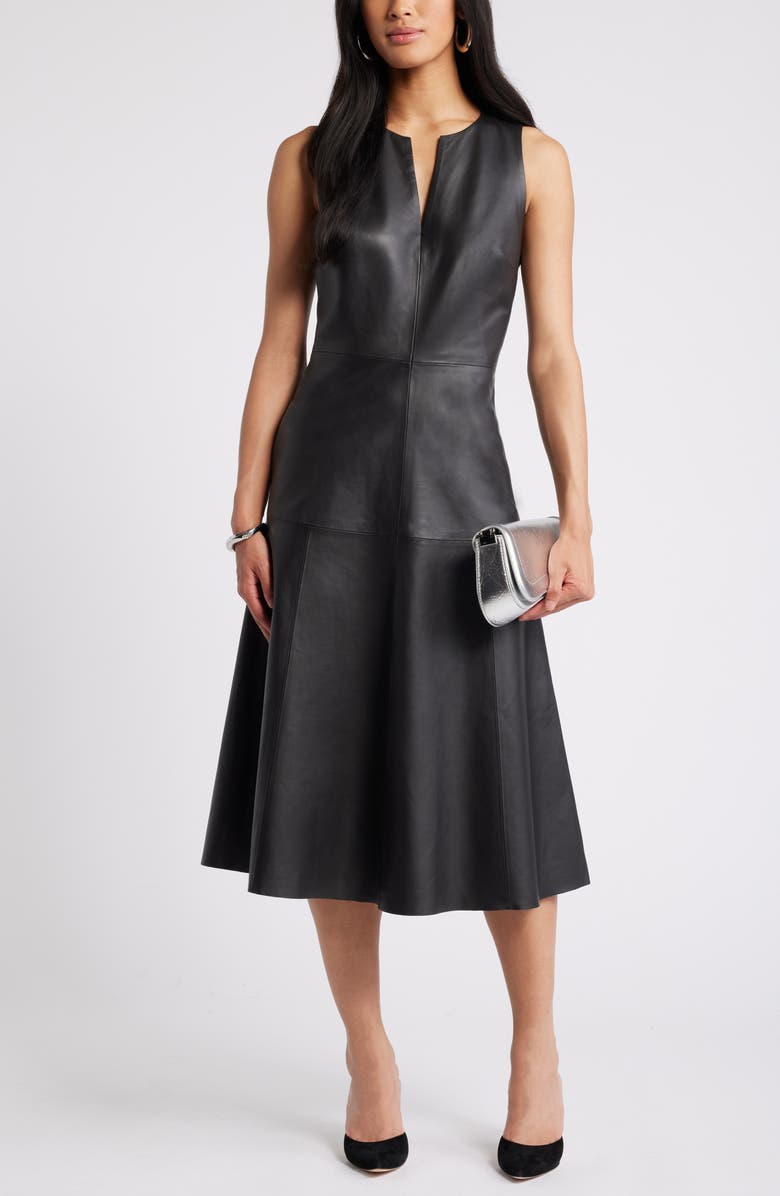 Nordstrom A-Line Leather Dress, Main, color, 