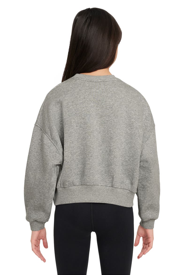 Kids' Sportswear Club Fleece Crewneck Sweatshirt, Alternate, color, DARK GREY HEATHER/ WHITE