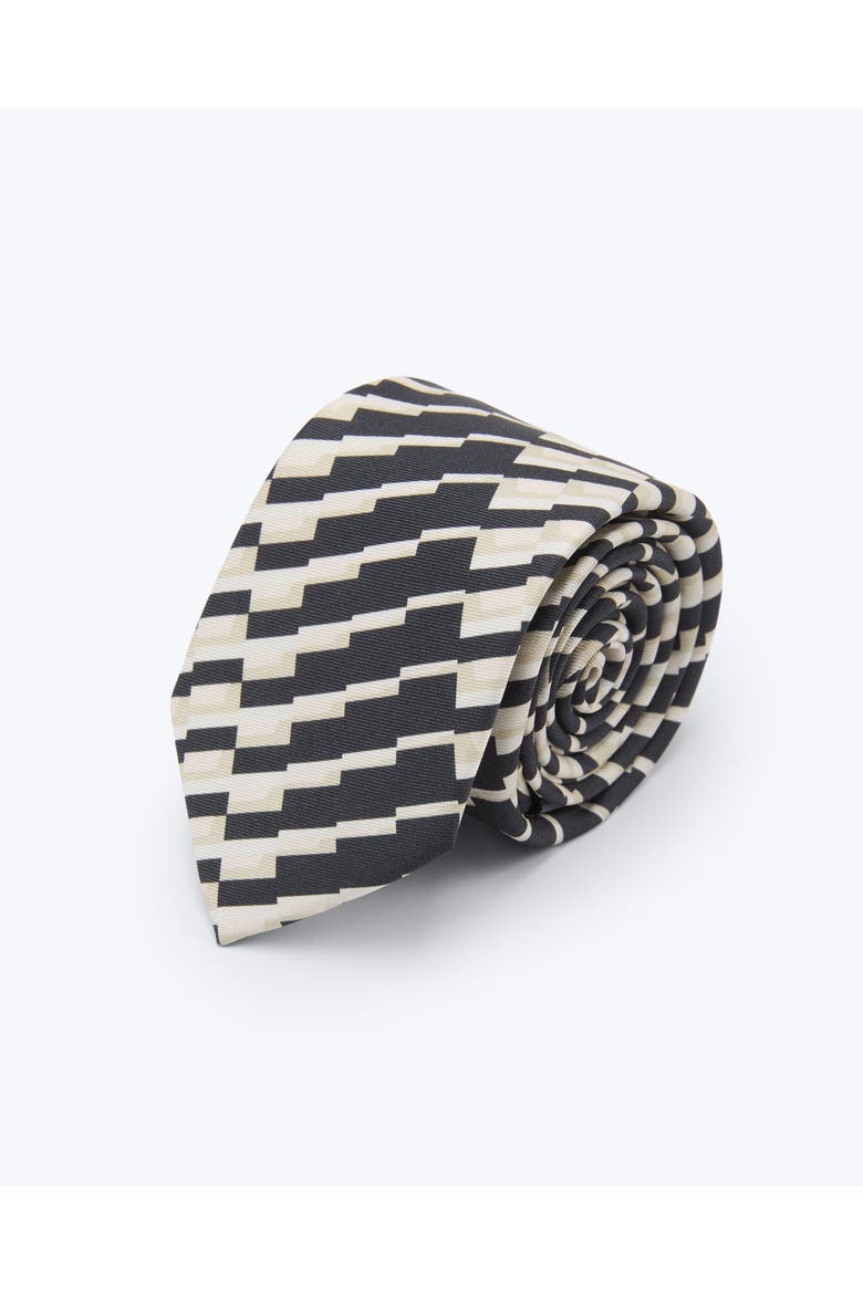Crescendo Printed Silk Tie, Main, color, Black & Beige