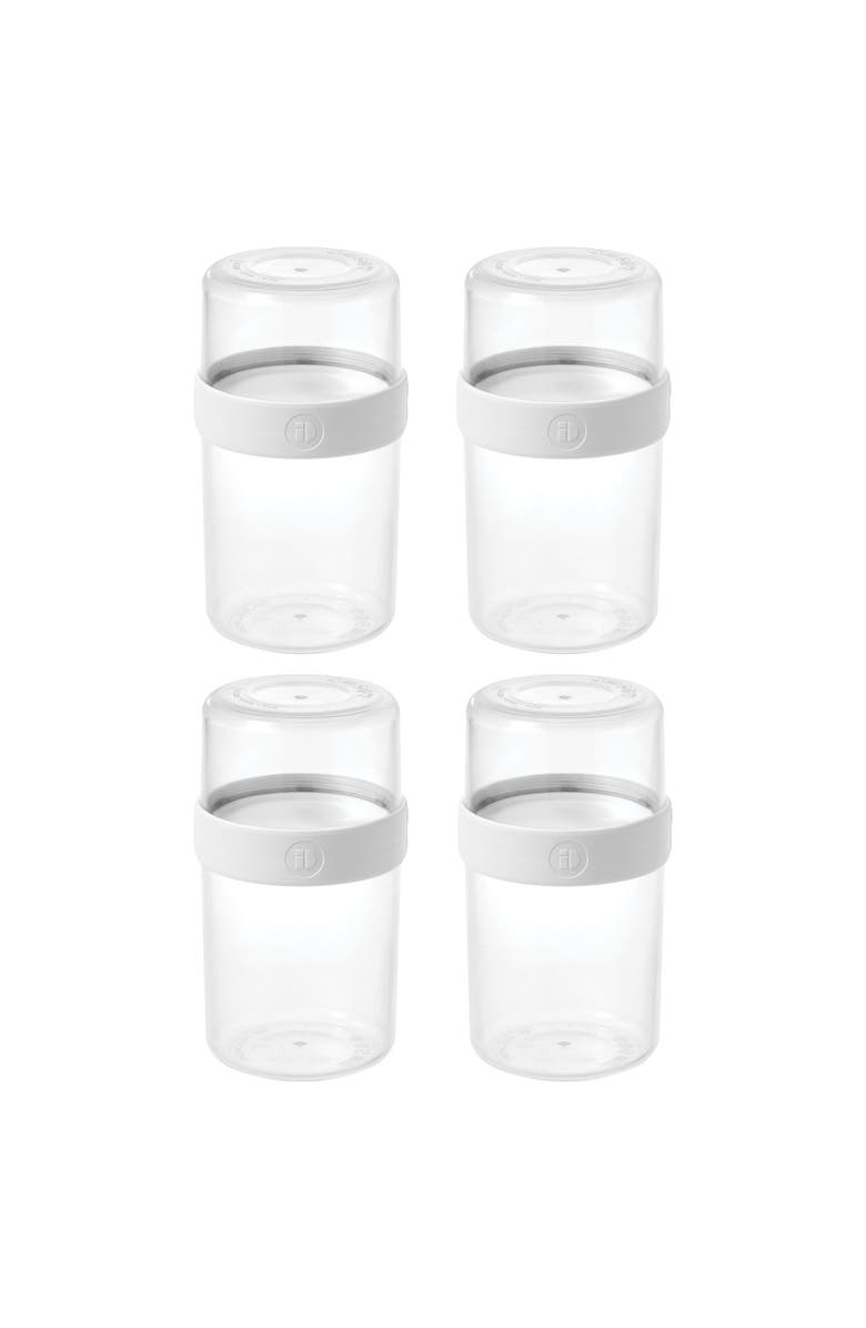 iDesign Medium Stack 'n Snack Food Containers - Set of 4 - Clear/White, Main, color, 