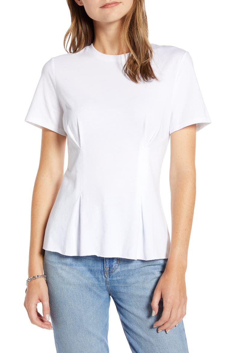 Corset Detail T-Shirt, Main, color, WHITE