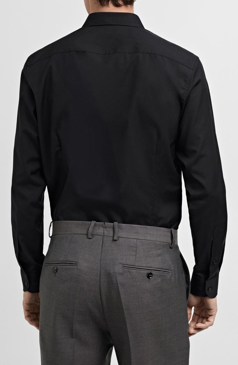 MANGO Slim Fit Cotton Poplin Suit Button-Up Shirt, Alternate, color, Black