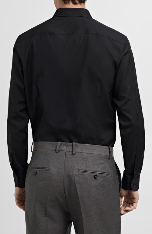 Mango Slim Fit Cotton Poplin Suit Button-up Shirt In Black