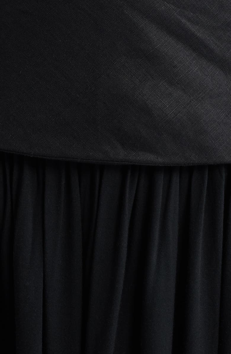 Faithfull the Brand Hedy Strapless Mixed Media Drop Waist Maxi Dress, Alternate, color, Black