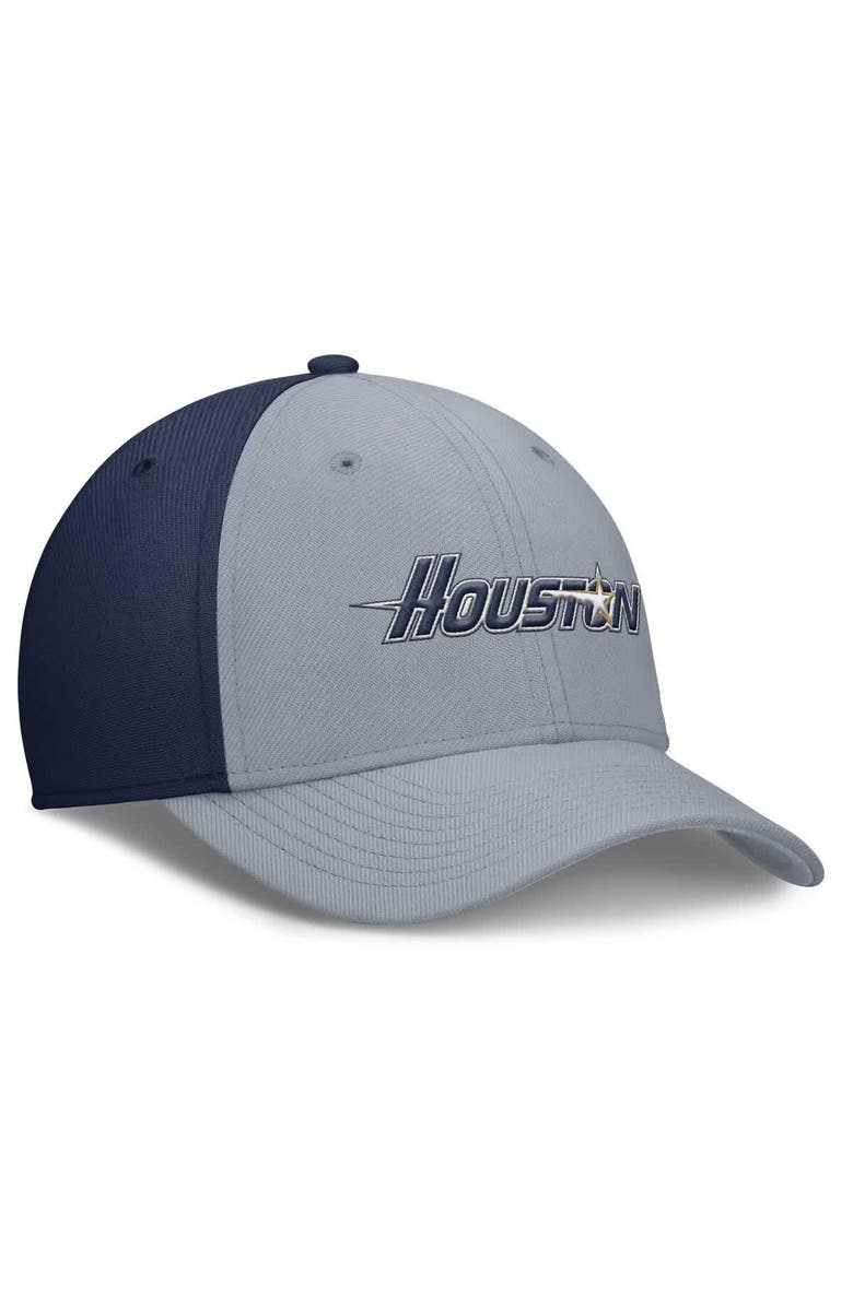 Nike Men's Nike Gray/Navy Houston Astros Rise Swoosh Performance Flex Hat, Alternate, color, Gray