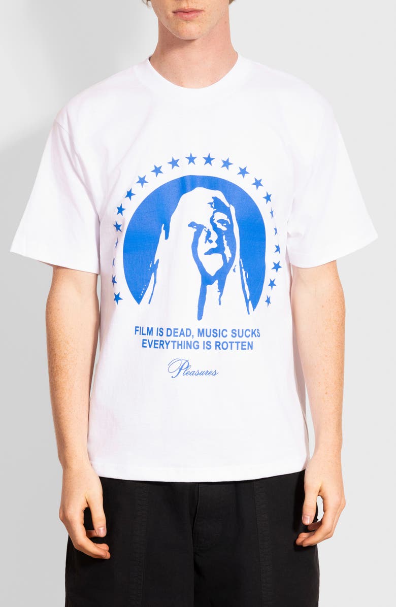 PLEASURES Critic Cotton Graphic T-Shirt, Main, color, White