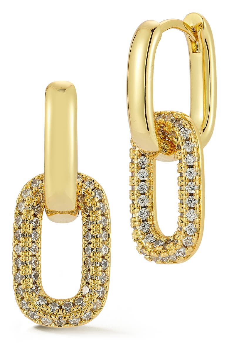 Pavé Chain Link Drop Earrings, Main, color, GOLD
