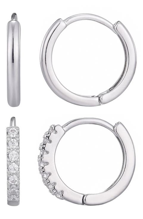 Set of 2 Assorted Huggie Hoop Earrings