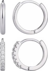 Adornia Set of 2 Assorted Huggie Hoop Earrings