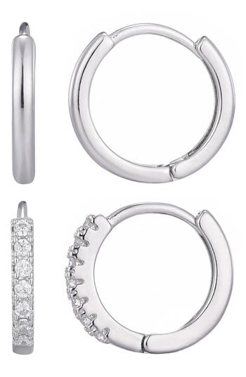 Adornia Set Of 2 Assorted Huggie Hoop Earrings In Metallic