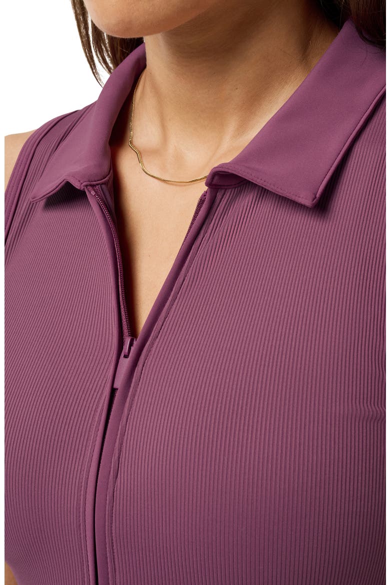 Midline Zip Polo Tank, Alternate, color, DAMSON