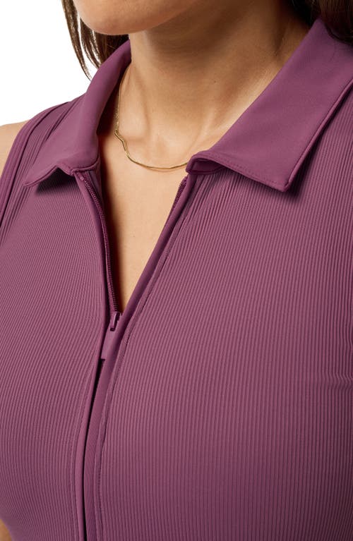 Travismathew Midline Zip Polo Tank In Purple