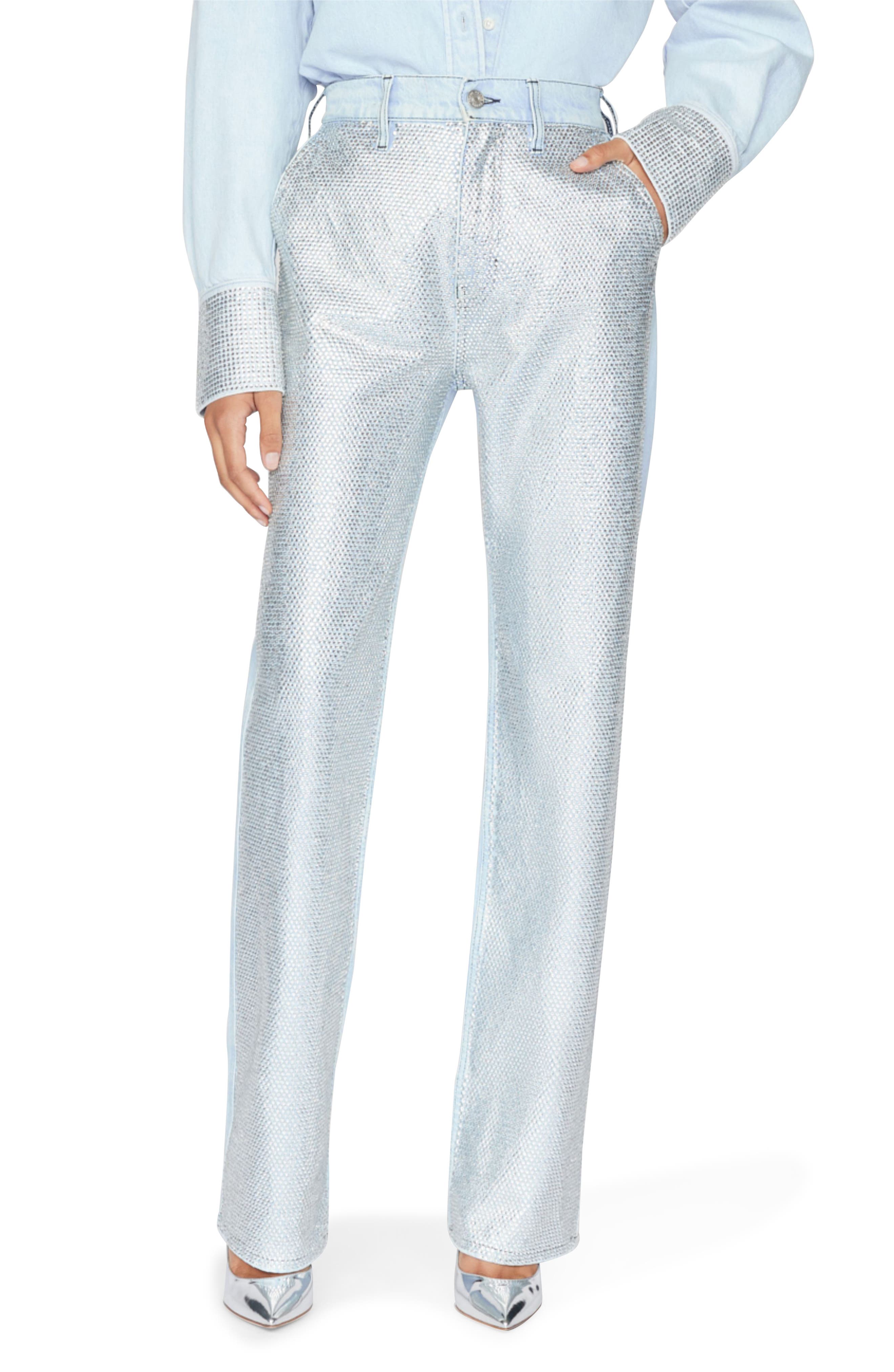 FRAME Rhinestone Straight Leg Jeans (Women) | Nordstromrack