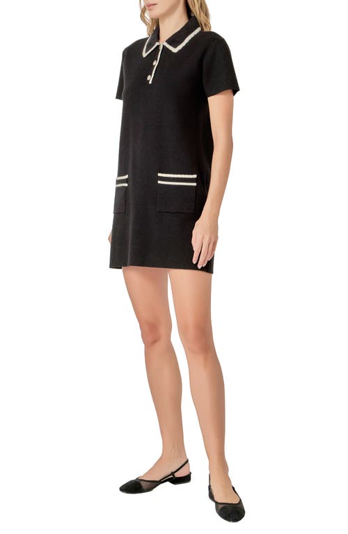 English Factory Scalloped Polo Minidress In Black