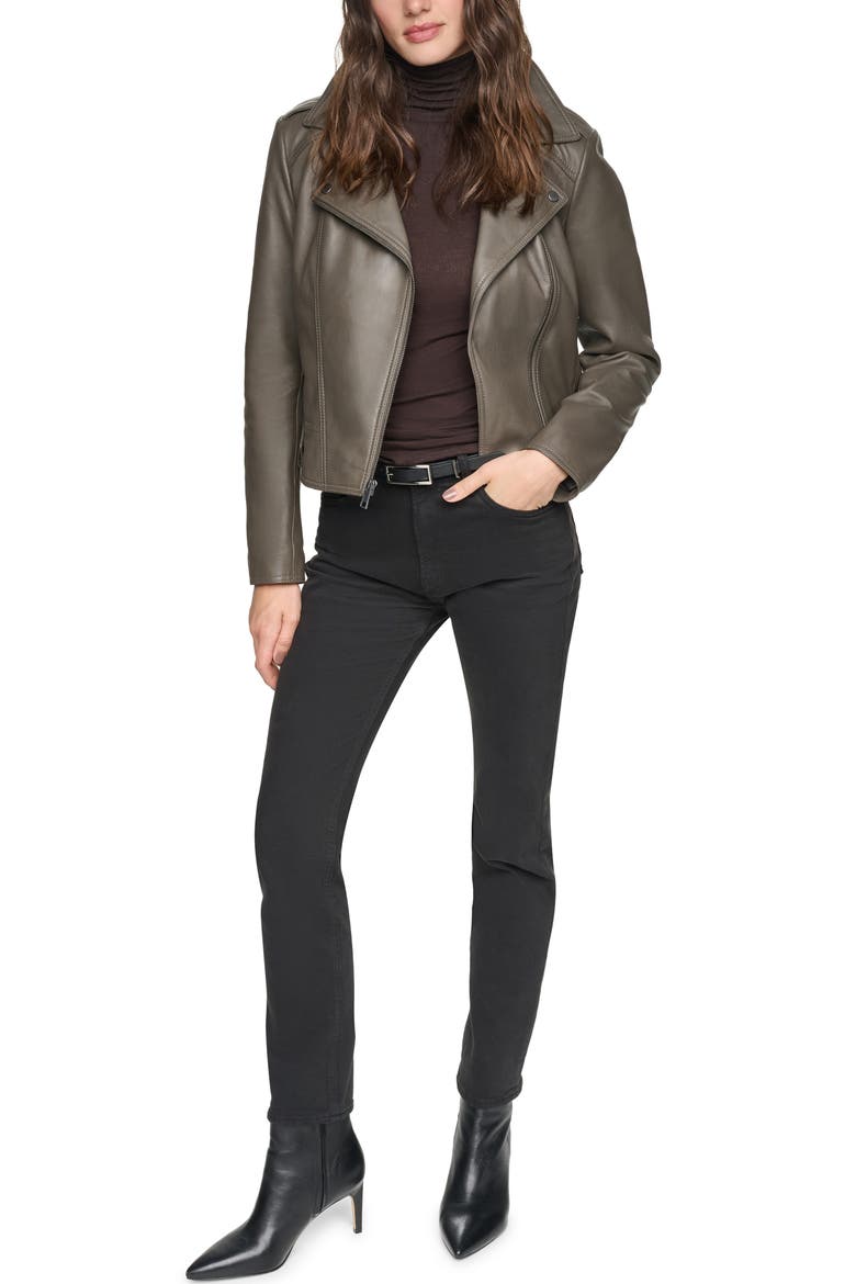 LeCroy Leather Moto Jacket, Alternate, color, TRUFFLE