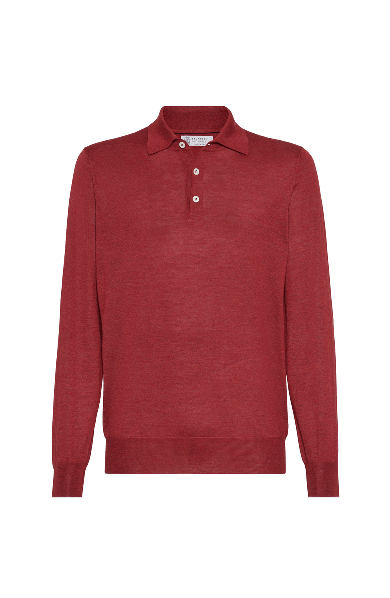 Brunello Cucinelli Lightweight knit Polo, Main, color, Purple-Red