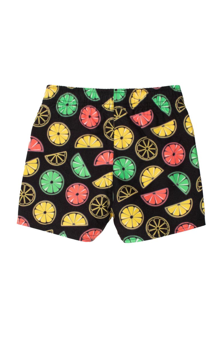 RuggedButts Baby Boys UPF50+ Swim Trunks, Alternate, color, Neon Black Citrus