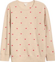 Caslon® Embroidered Heart Sweatshirt