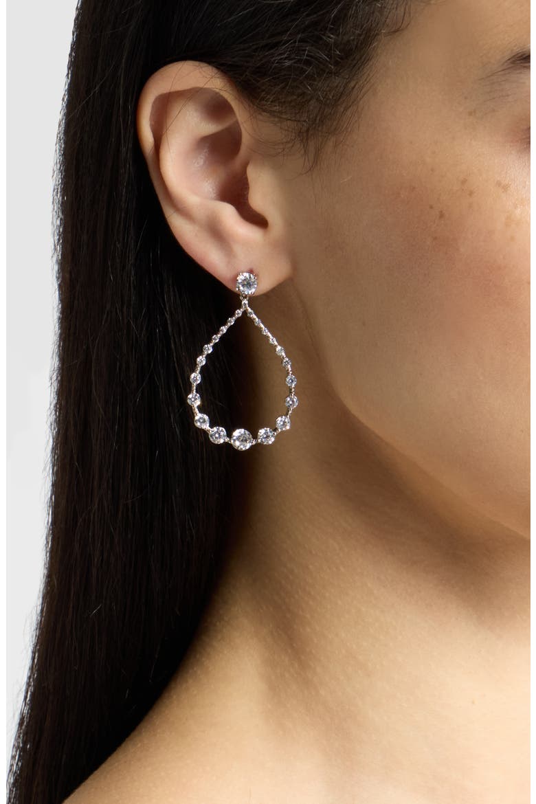 Graduated Cubic Zirconia Frontal Hoop Earrings, Alternate, color, CLEAR- SILVER