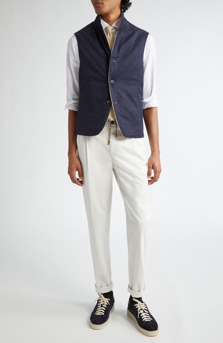 Eleventy Reversible Silk & Cashmere Vest, Alternate, color, Blue Sand