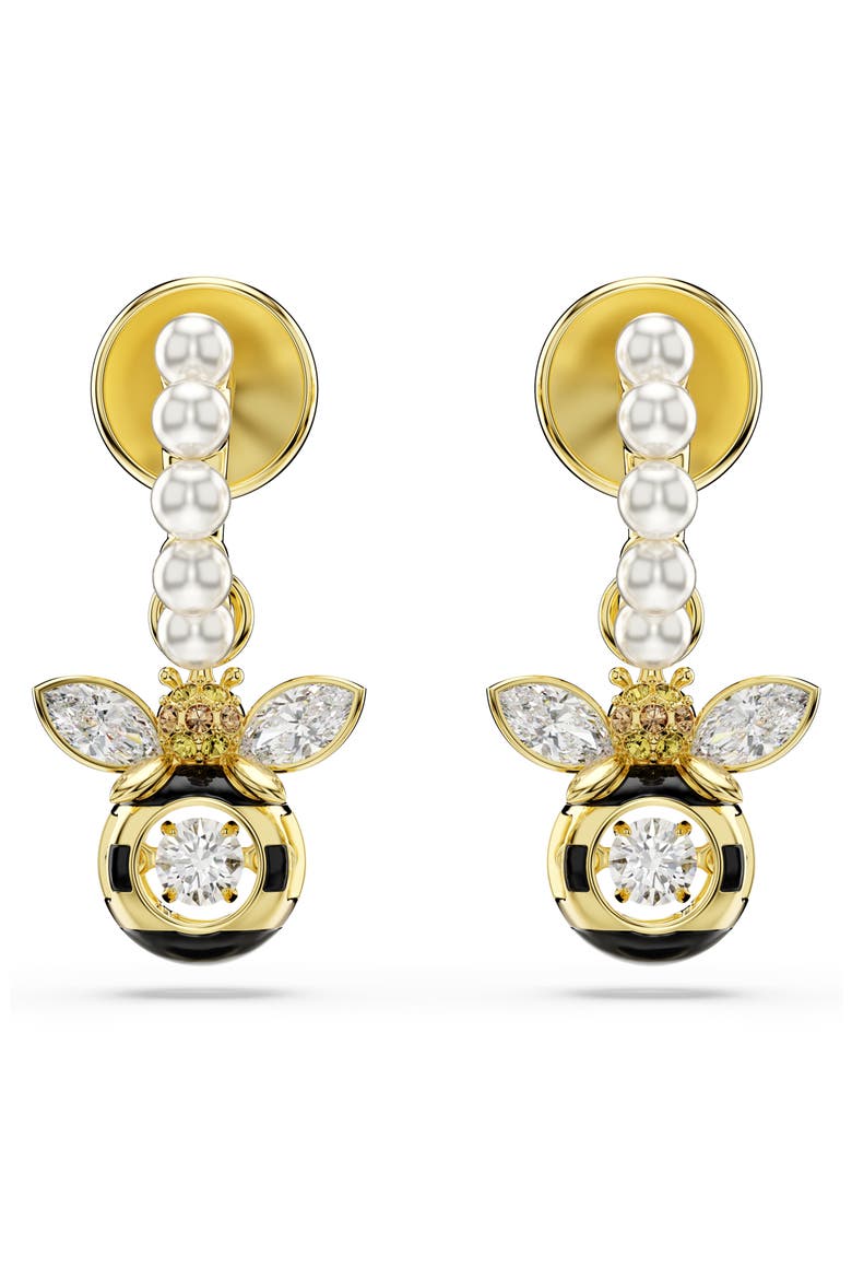 Idyllia Faux Pearl Bee Drop Earrings, Alternate, color, GOLD/ MULTI