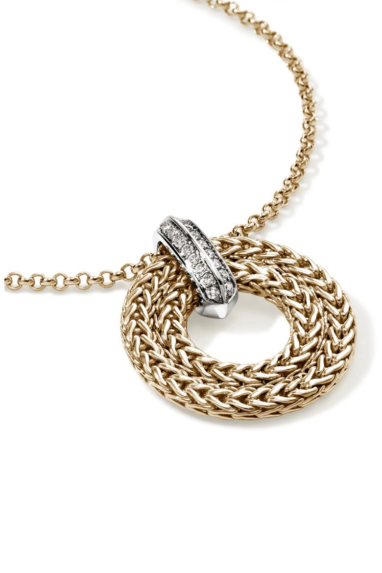 Icon Link Pavé Diamond Pendant Necklace, Alternate, color, GOLD