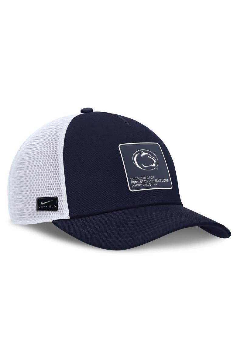 Nike Men's Nike Navy/White Penn State Nittany Lions 2025 On-Field Rise Engineered Trucker Adjustable Hat, Alternate, color,