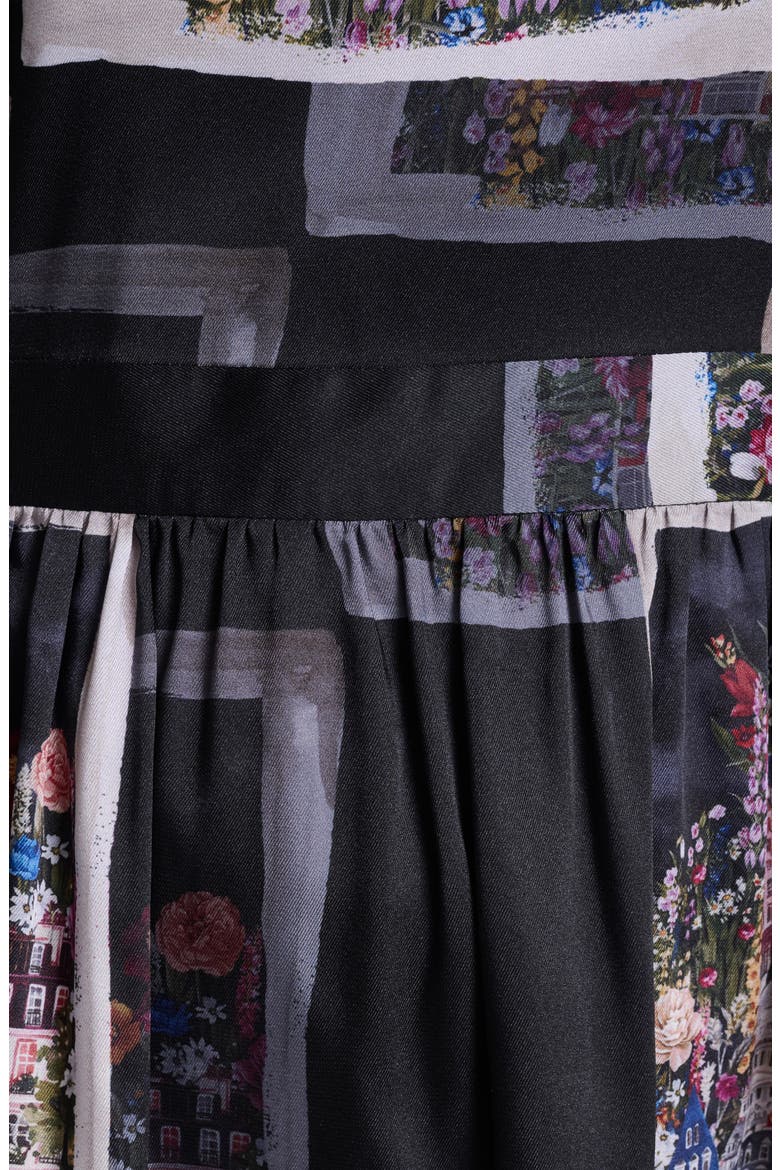 Paris Print Twill Midi Dress, Alternate, color, BLACK MULTI