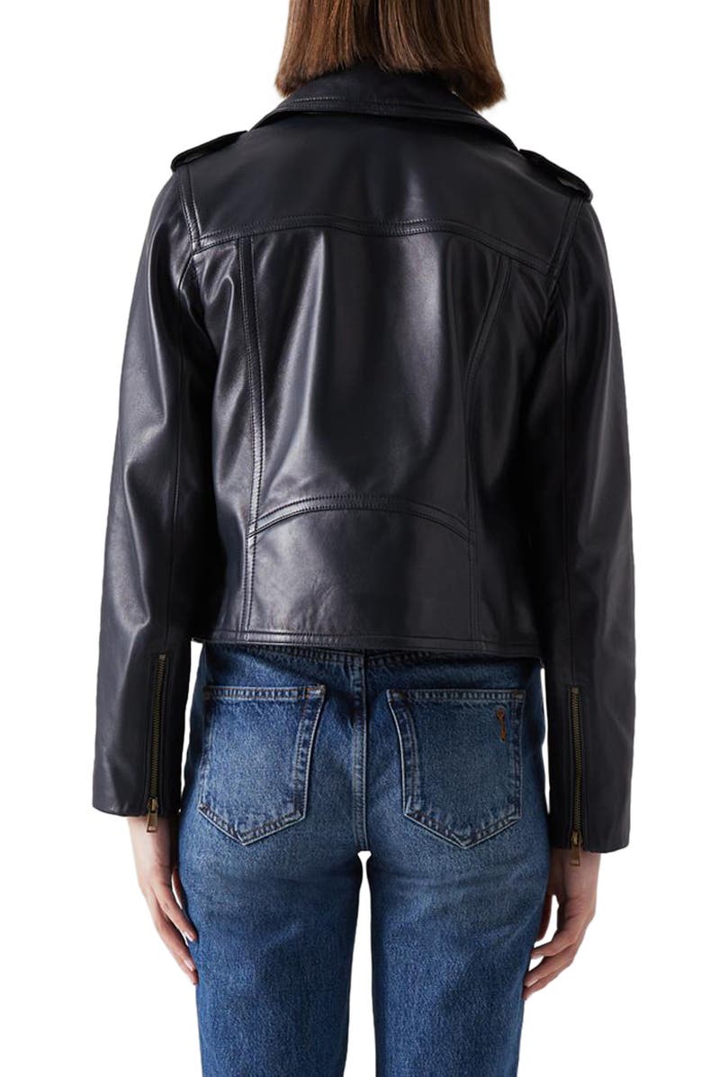 LK Bennett Ernest Leather Moto Jacket, Alternate, color, 