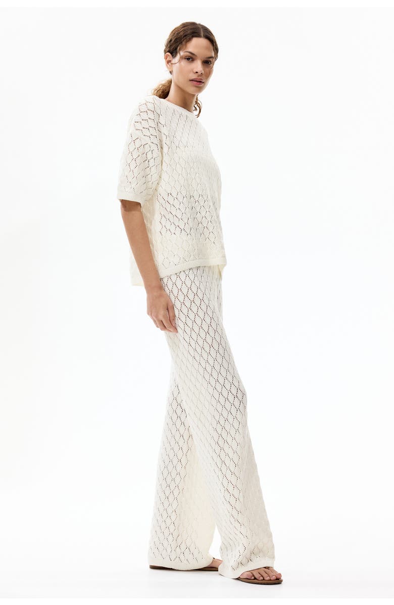 H&M Pointelle-knit Trousers, Alternate, color, Cream