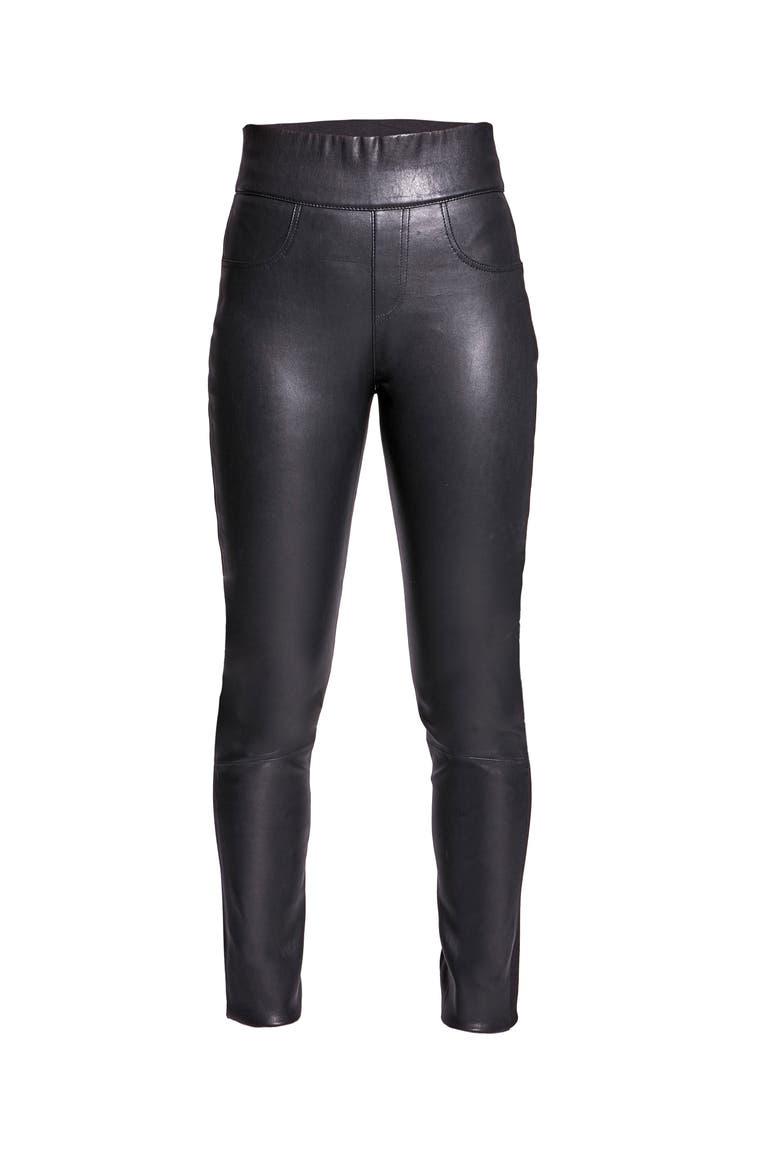 Gigi Stretch Leather Leggings, Alternate, color, Black