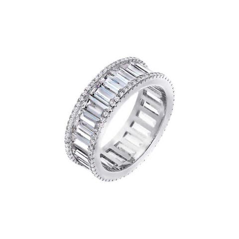 CZ Round X Baguette Eternity Band Ring