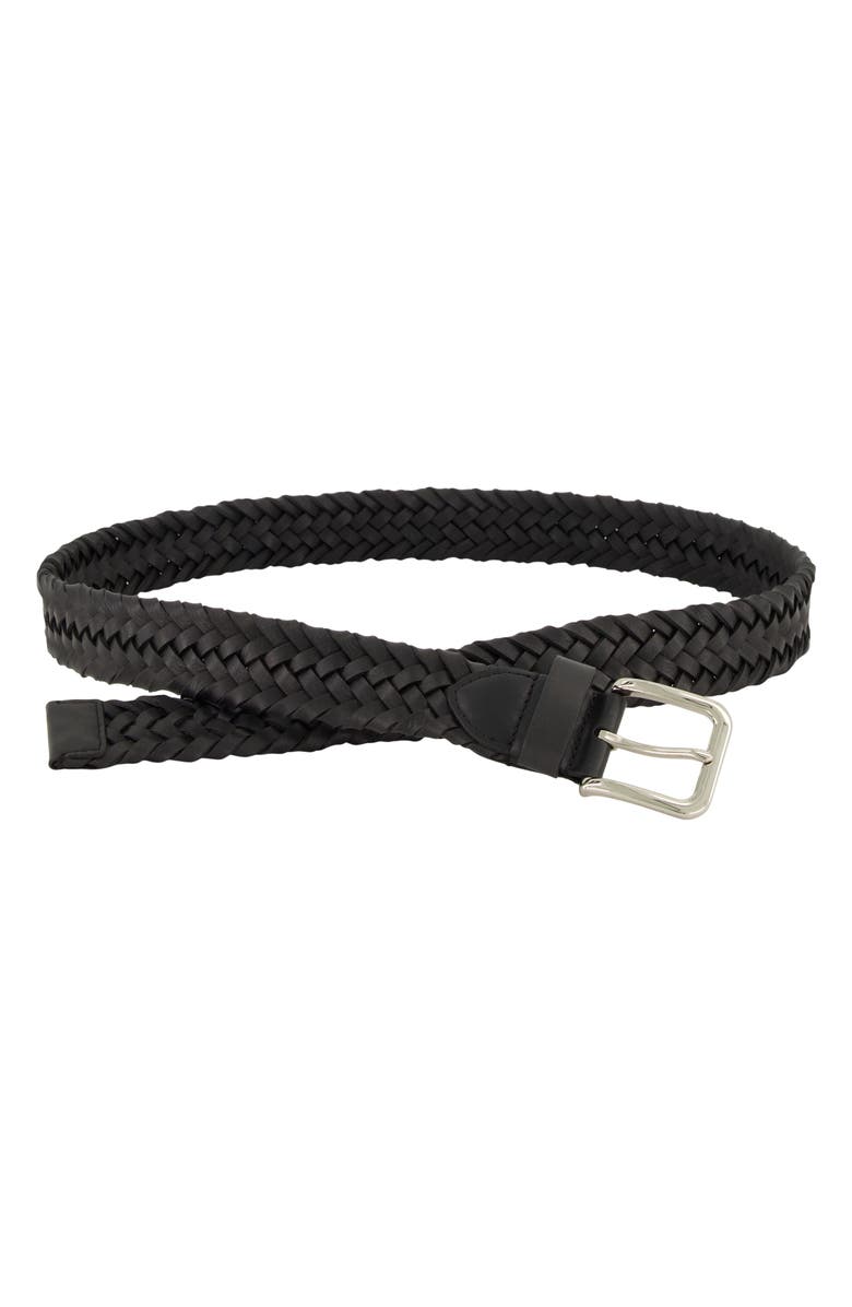 Vince Alex Woven Leather Belt, Alternate, color, Black