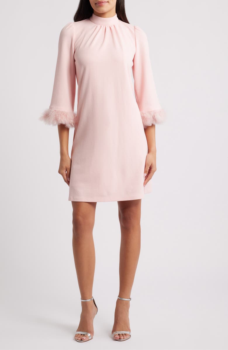 Anne Klein Feather Trim Sheath Dress, Main, color, Blossom