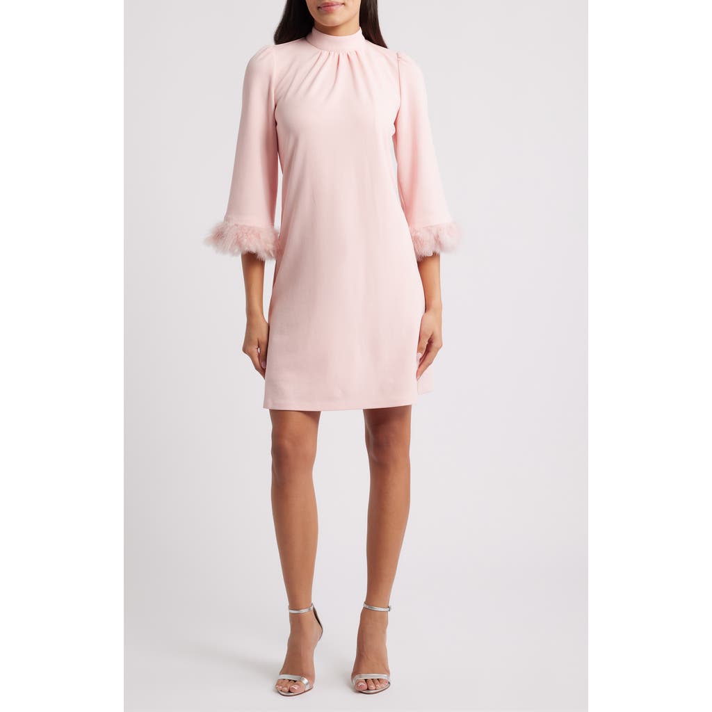 Anne Klein Feather Trim Sheath Dress In Pink