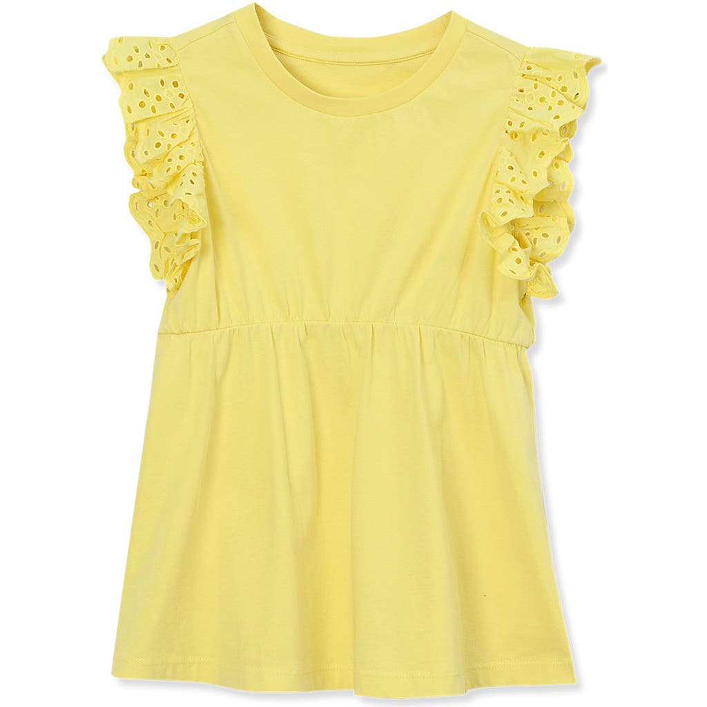 Lands' End Girls Flutter Sleeve Tiered Peasant Top In Limelight