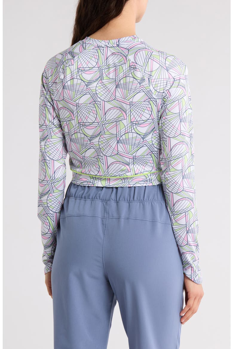 Racket Print Long Sleeve Crop Top, Alternate, color, BRIGHT WHITE
