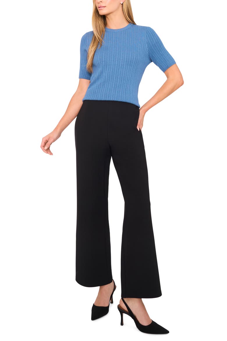 Pointelle Stitch Short Sleeve Sweater, Alternate, color, AEGEAN BLUE