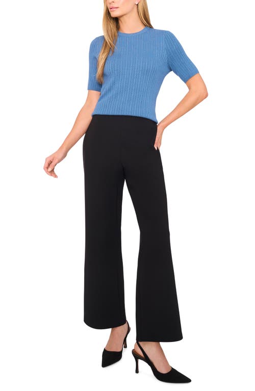 Halogenr Halogen(r) Pointelle Stitch Short Sleeve Sweater In Blue