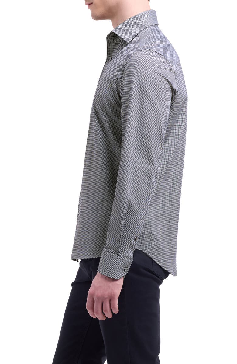 Bugatchi Devon OoohCotton<sup>®</sup> Houndstooth Button-Up Shirt, Alternate, color, Black