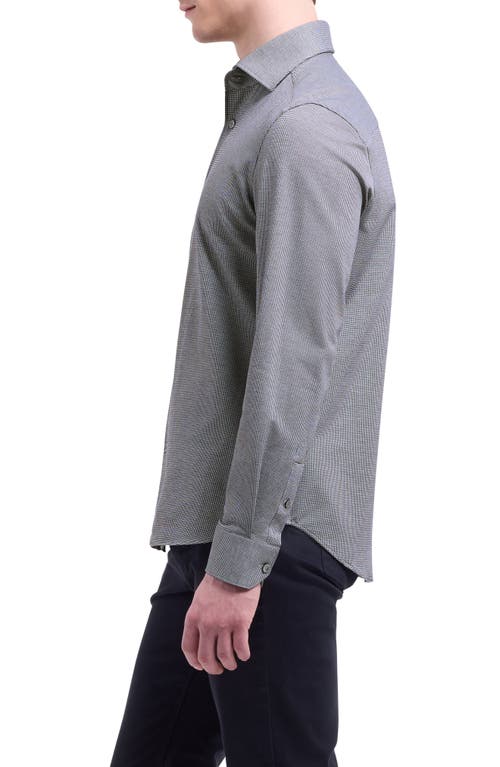 Bugatchi Devon Ooohcotton® Houndstooth Button-up Shirt In Gray