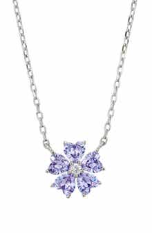 SAVVY CIE JEWELS Cubic Zirconia Heart Flower Pendant Necklace
