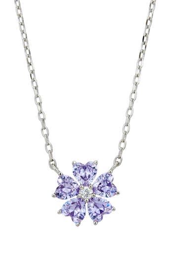 Savvy Cie Jewels Cubic Zirconia Heart Flower Pendant Necklace