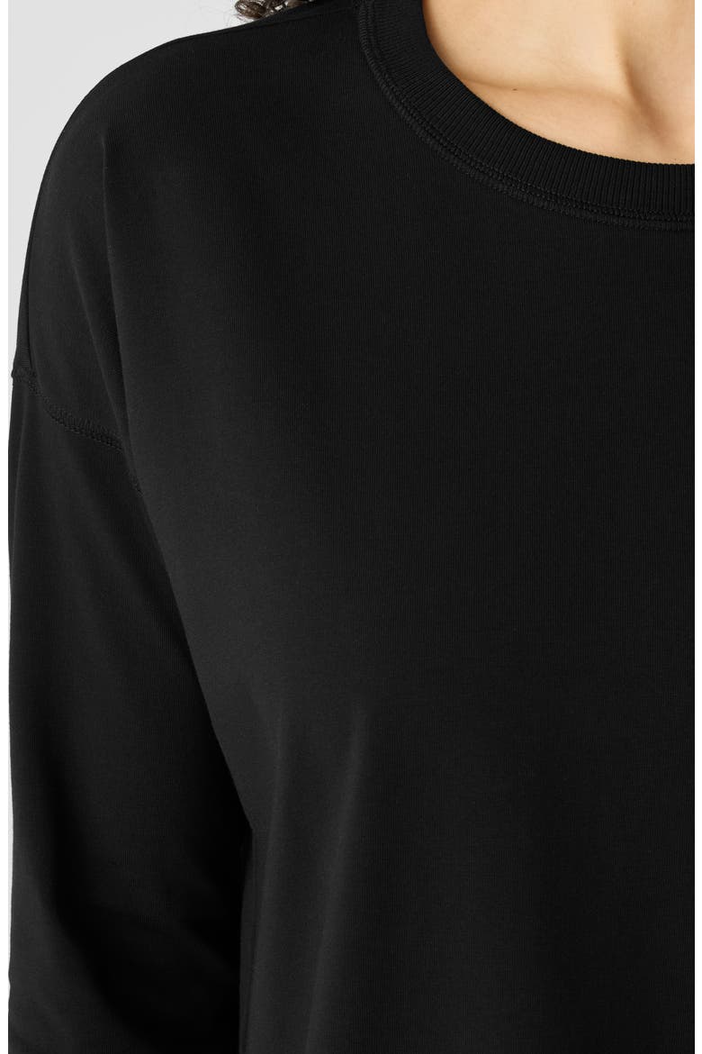 Crewneck Stretch Organic Cotton Knit Top, Alternate, color, BLACK